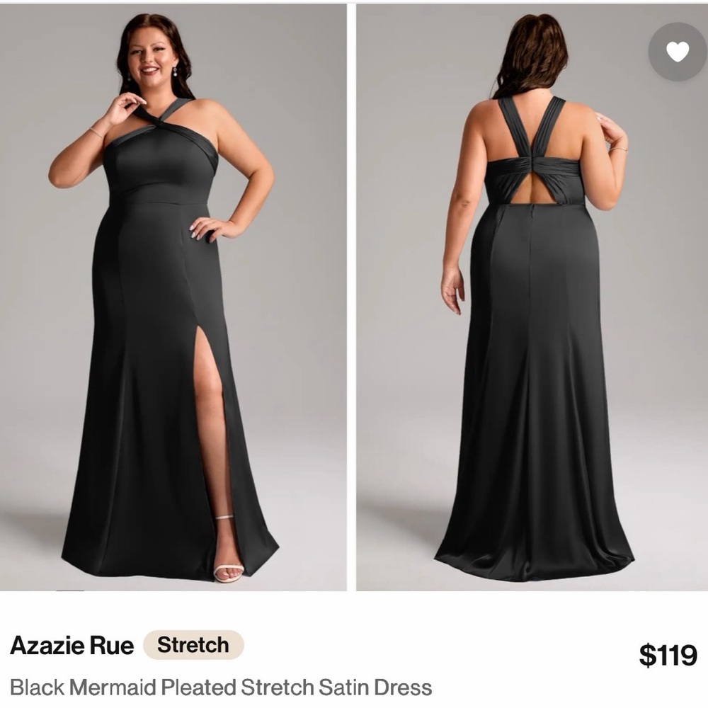 Azazie Black Satin Backless Gown